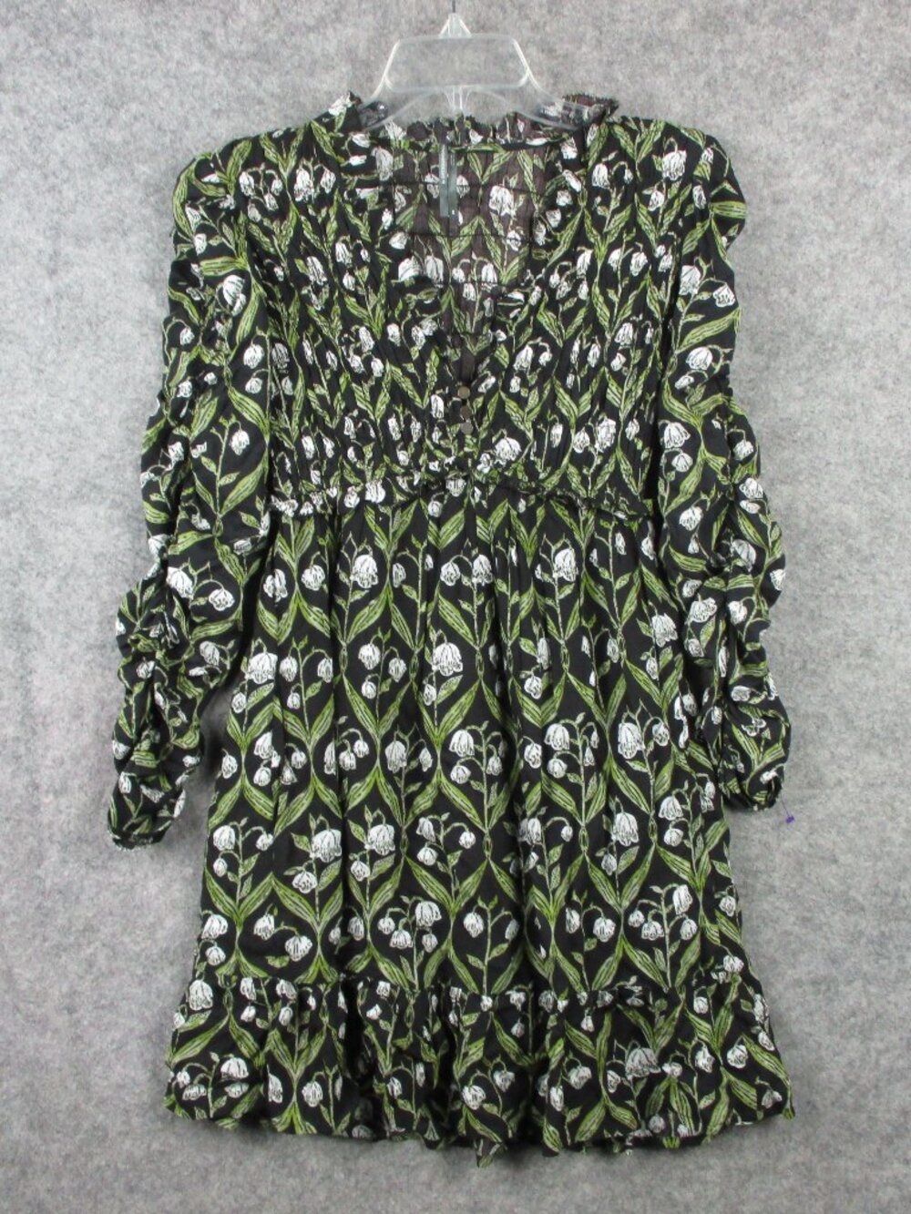 By Anthropologie Mini Dress top Women's XXS Green Lily of the valley Ruffle $158